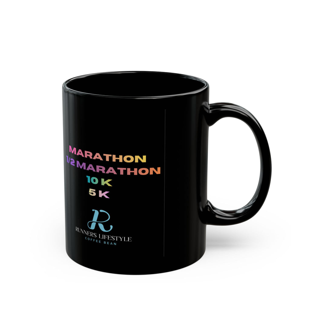 Race Distance Coffee Mug — Marathon, Half Marathon, 10K & 5K Black Mug