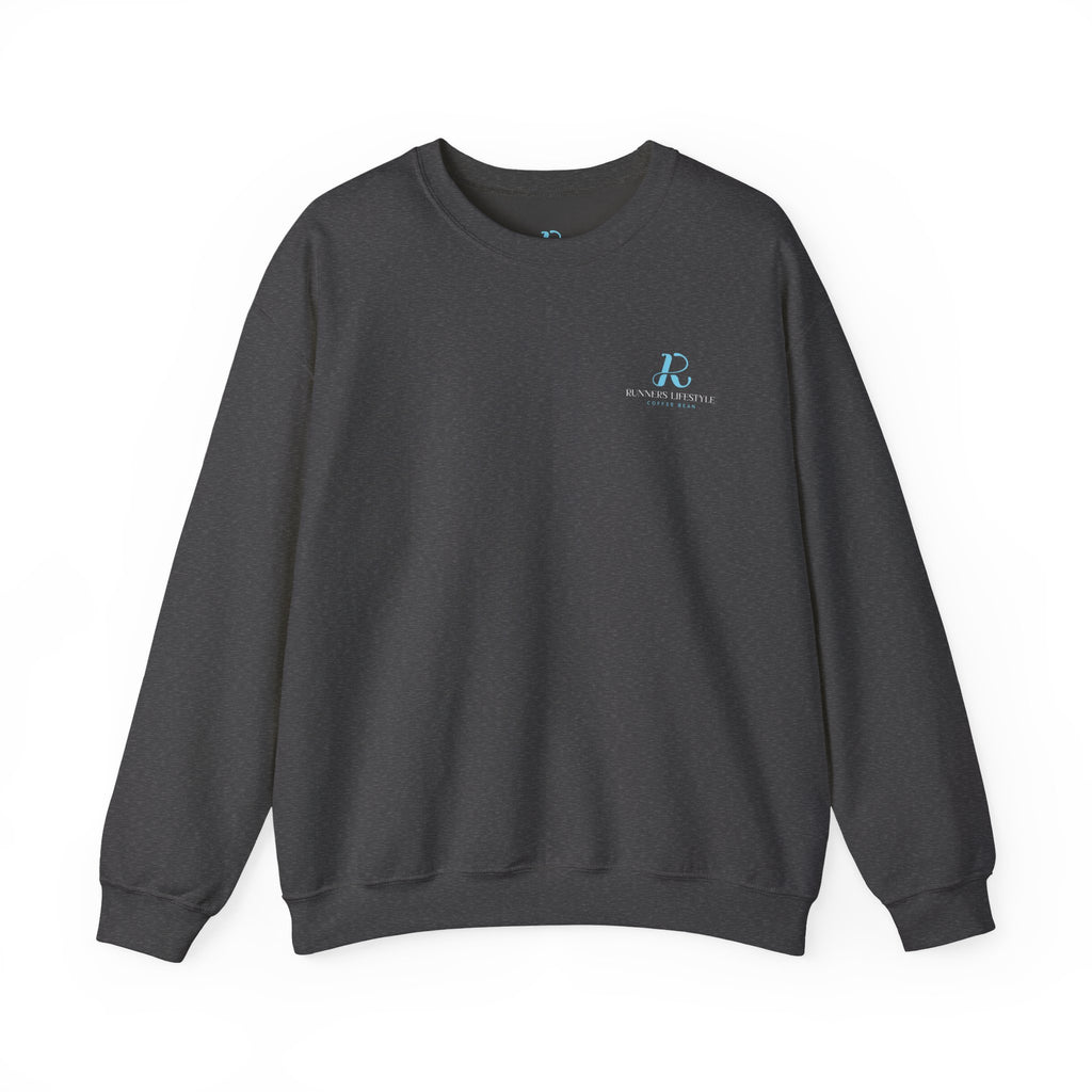Crewneck Sweatshirt — Minimalist Blue Logo Pullover (Front Chest 'R' & Subtext)