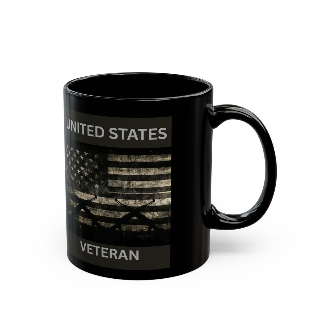 Veteran Black Mug – United States Flag & Helicopter Design (11oz/15oz)