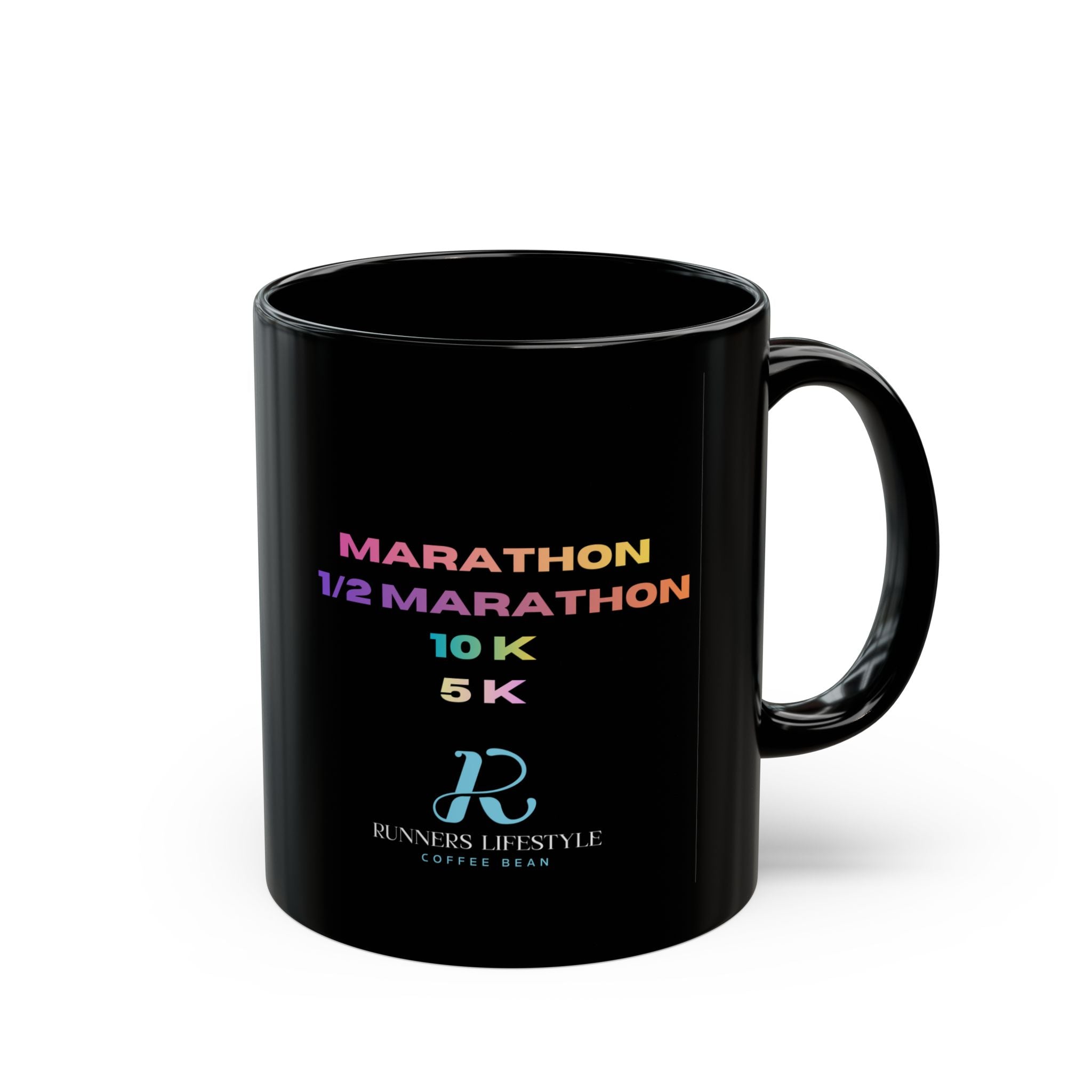 Race Distance Coffee Mug — Marathon, Half Marathon, 10K & 5K Black Mug