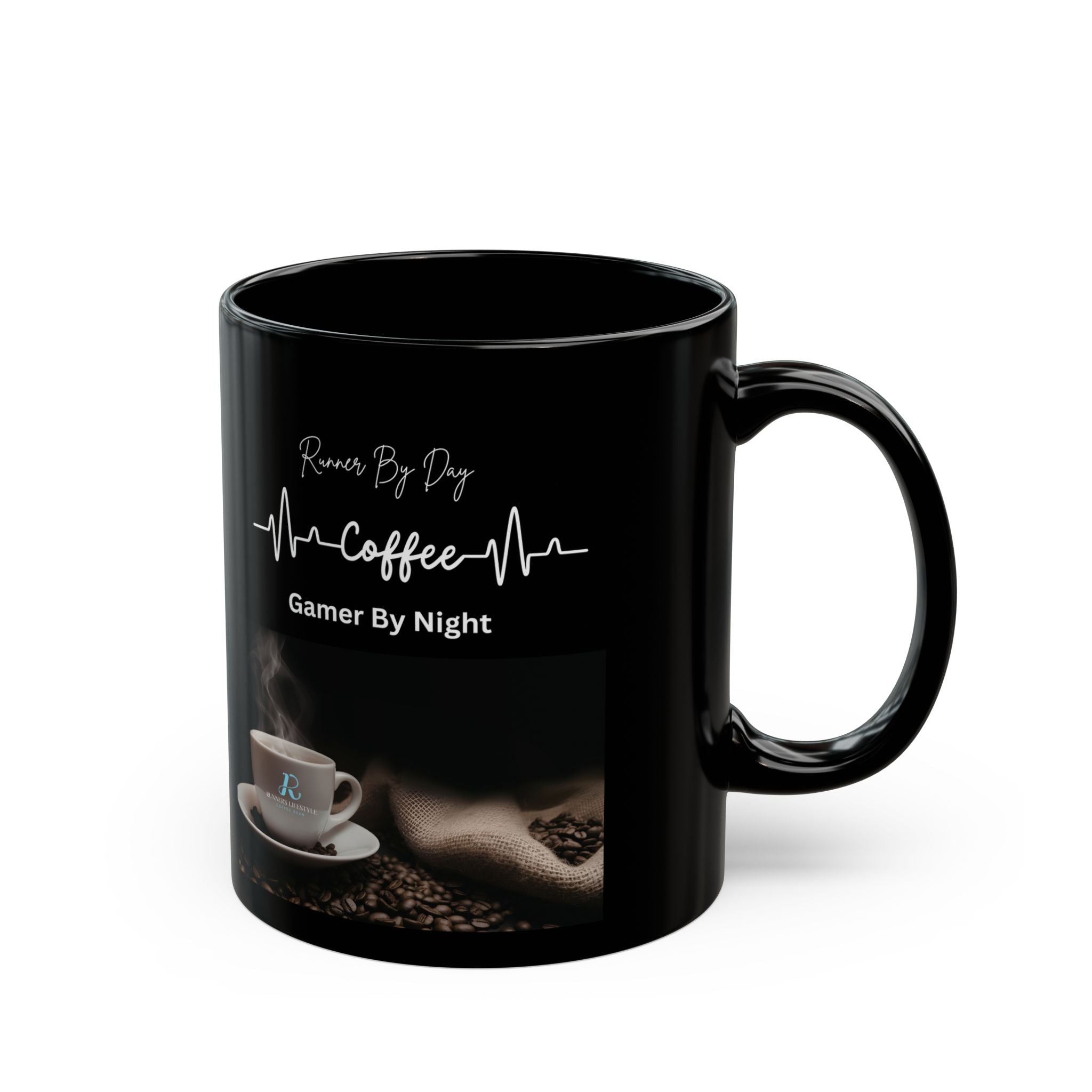 Coffee Gamer Black Mug — "Runner By Day, Gamer By Night" 11oz/15oz