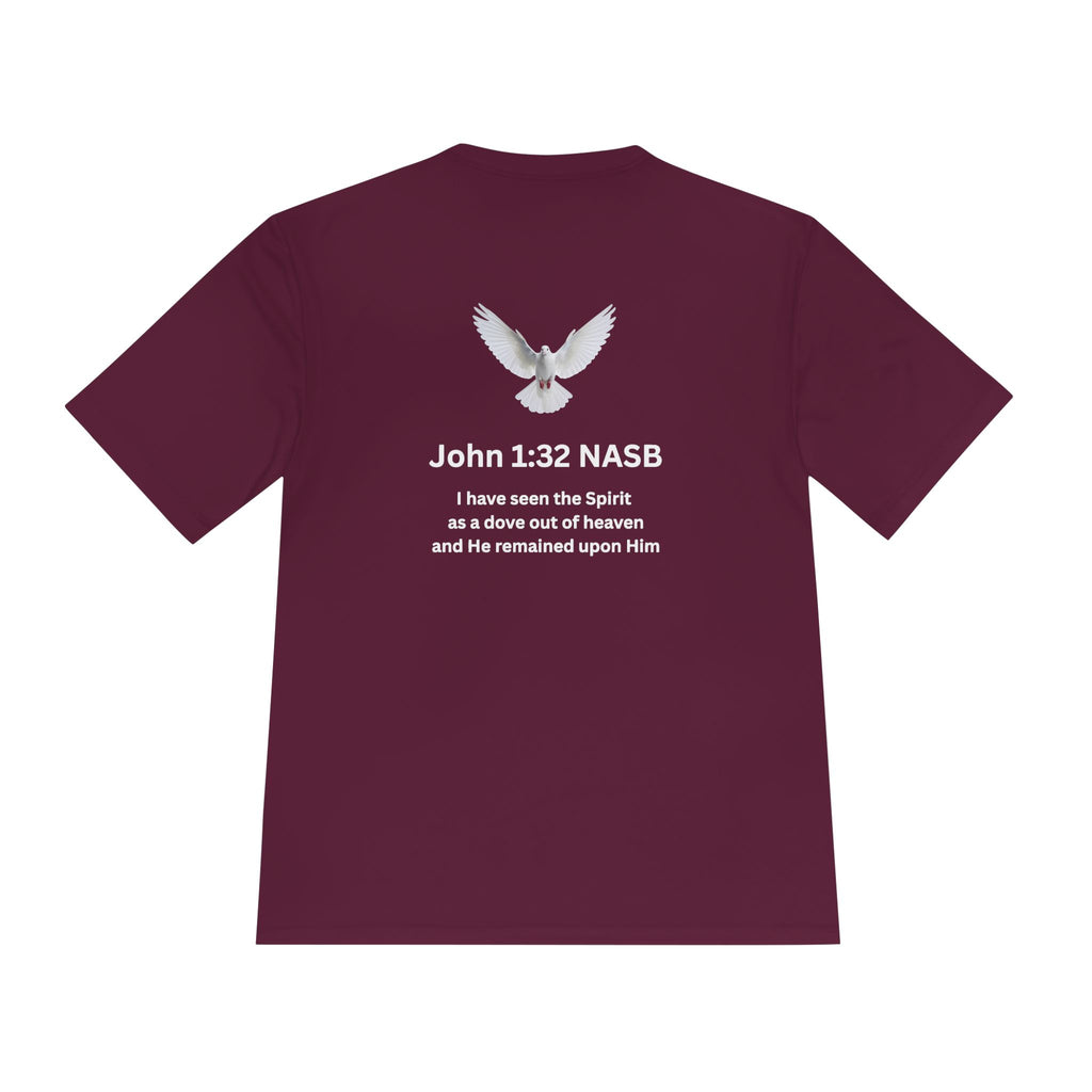 Christian 'When Tempted Run' Moisture-Wicking Tee — John 1:32 Dove Design
