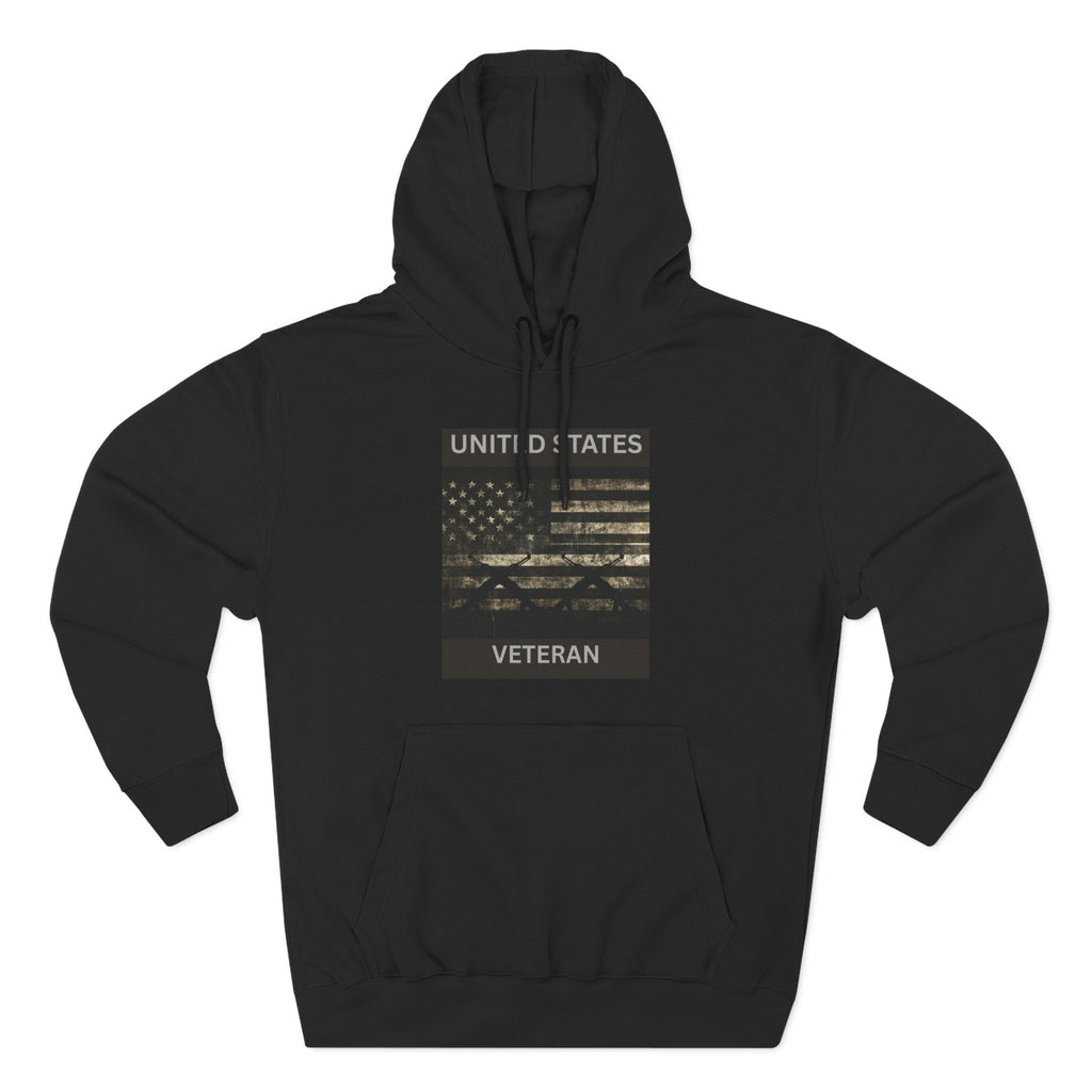 Veteran American Flag Hoodie — Three-Panel Cityscape Fleece