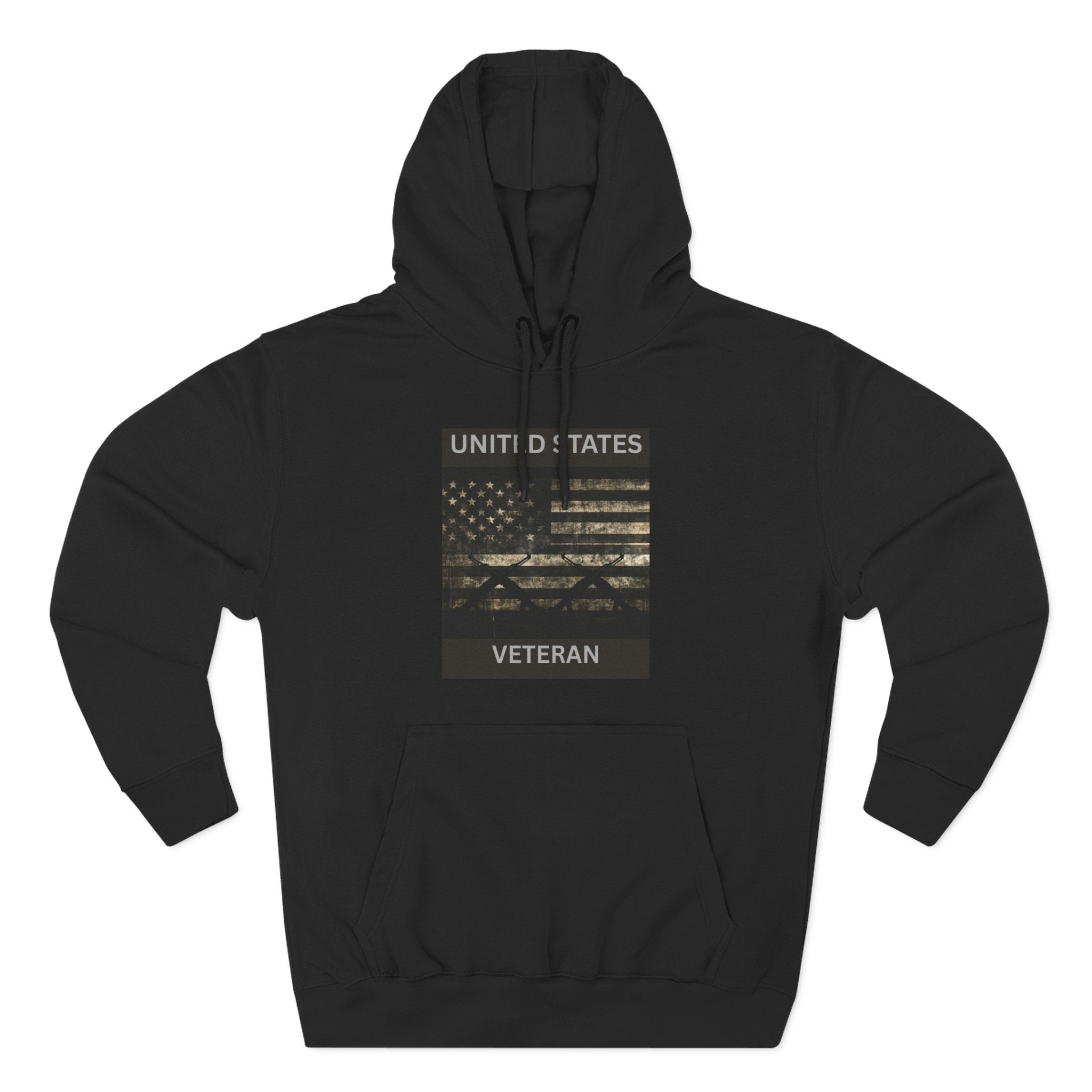 Veteran American Flag Hoodie — Three-Panel Cityscape Fleece