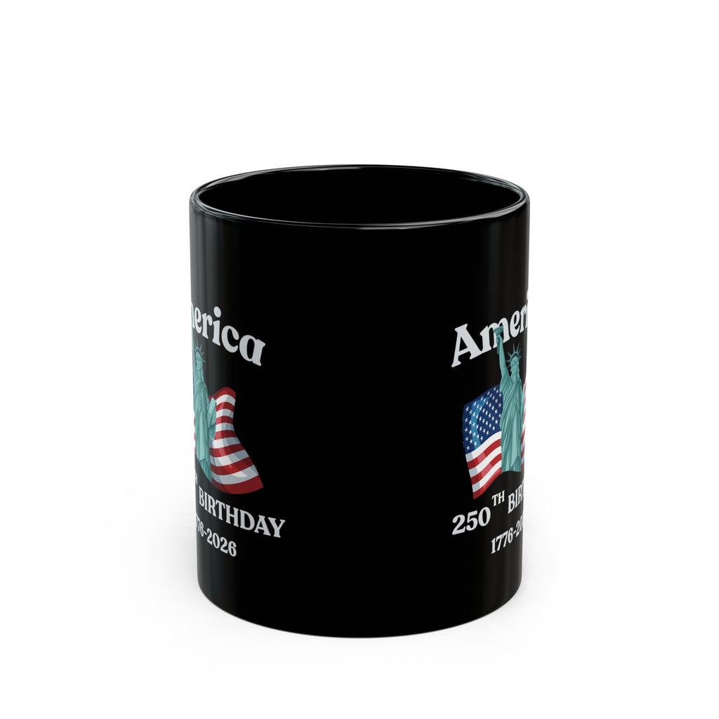 America 250th Birthday Black Mug – Statue of Liberty & Flag 1776–2026 Commemorative Coffee Cup