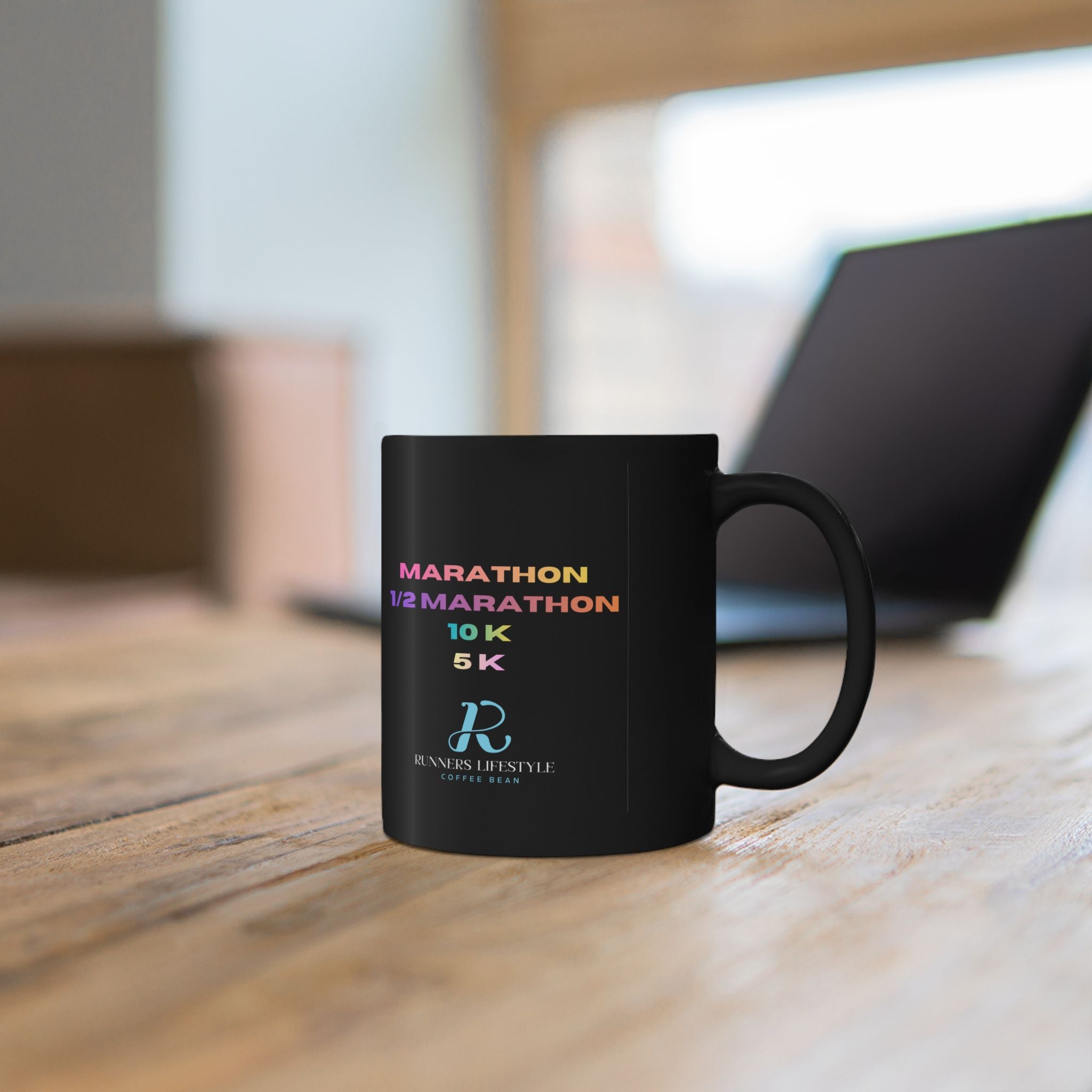 Race Distance Coffee Mug — Marathon, Half Marathon, 10K & 5K Black Mug