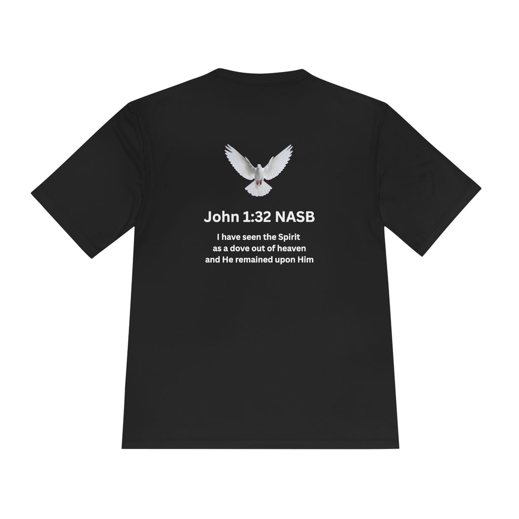 Christian 'When Tempted Run' Moisture-Wicking Tee — John 1:32 Dove Design