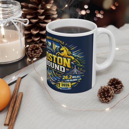 Boston Bound Running Mug — Boston Marathon Runner Coffee Cup