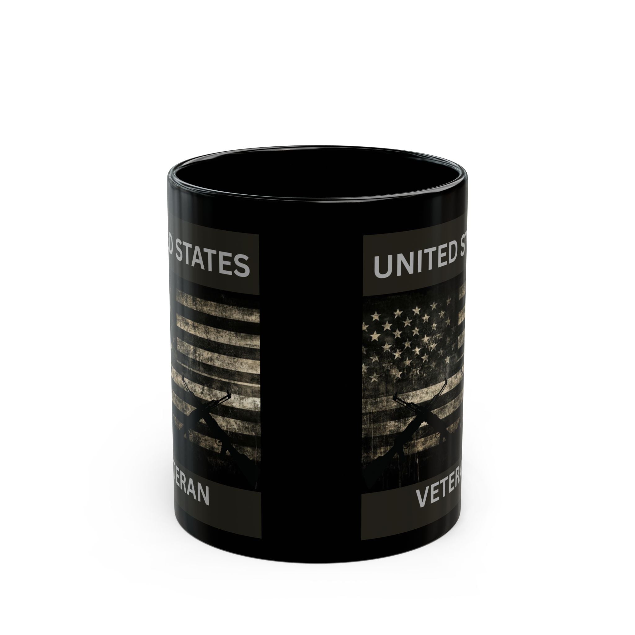 Veteran Black Mug – United States Flag & Helicopter Design (11oz/15oz)