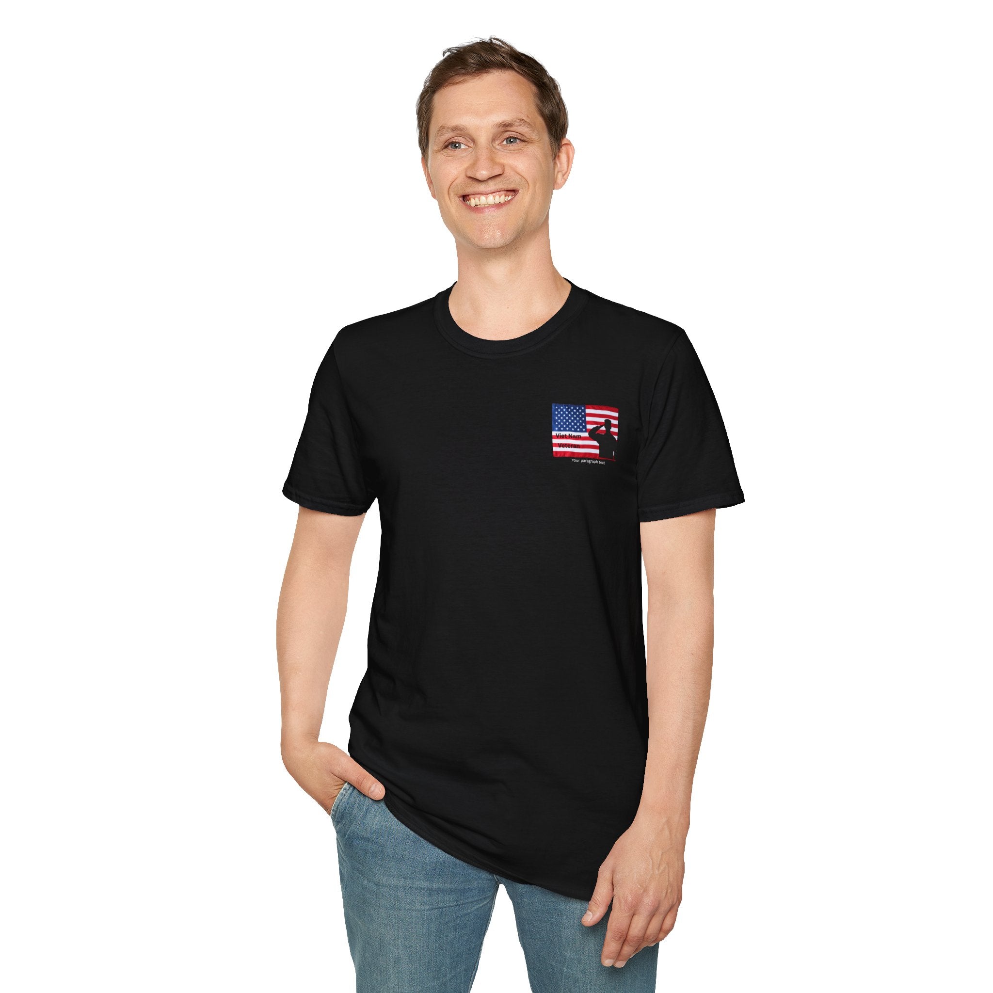 American Flag Pocket T-Shirt — Small Chest Flag Design