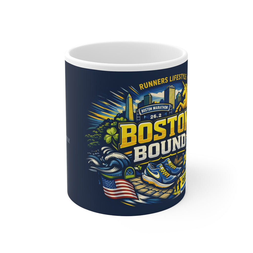 Boston Bound Running Mug — Boston Marathon Runner Coffee Cup
