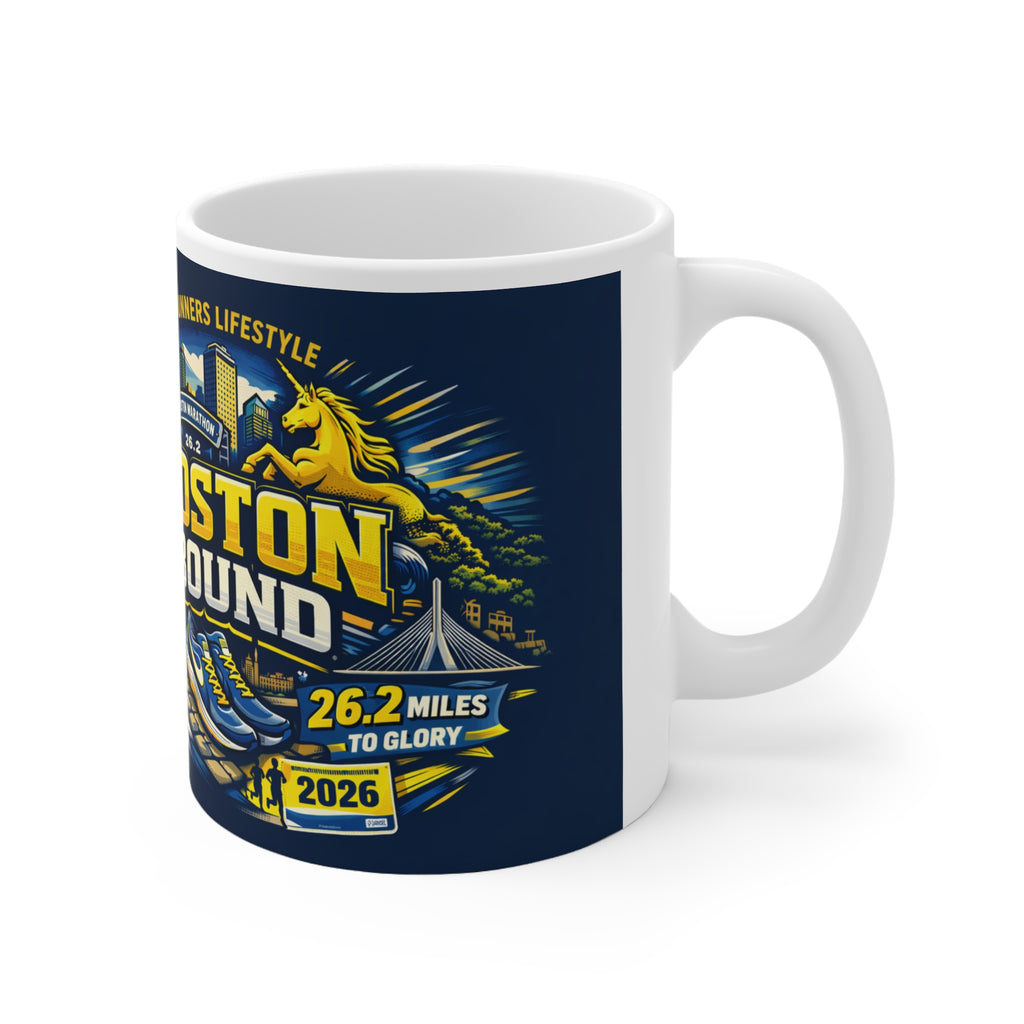 Boston Bound Running Mug — Boston Marathon Runner Coffee Cup