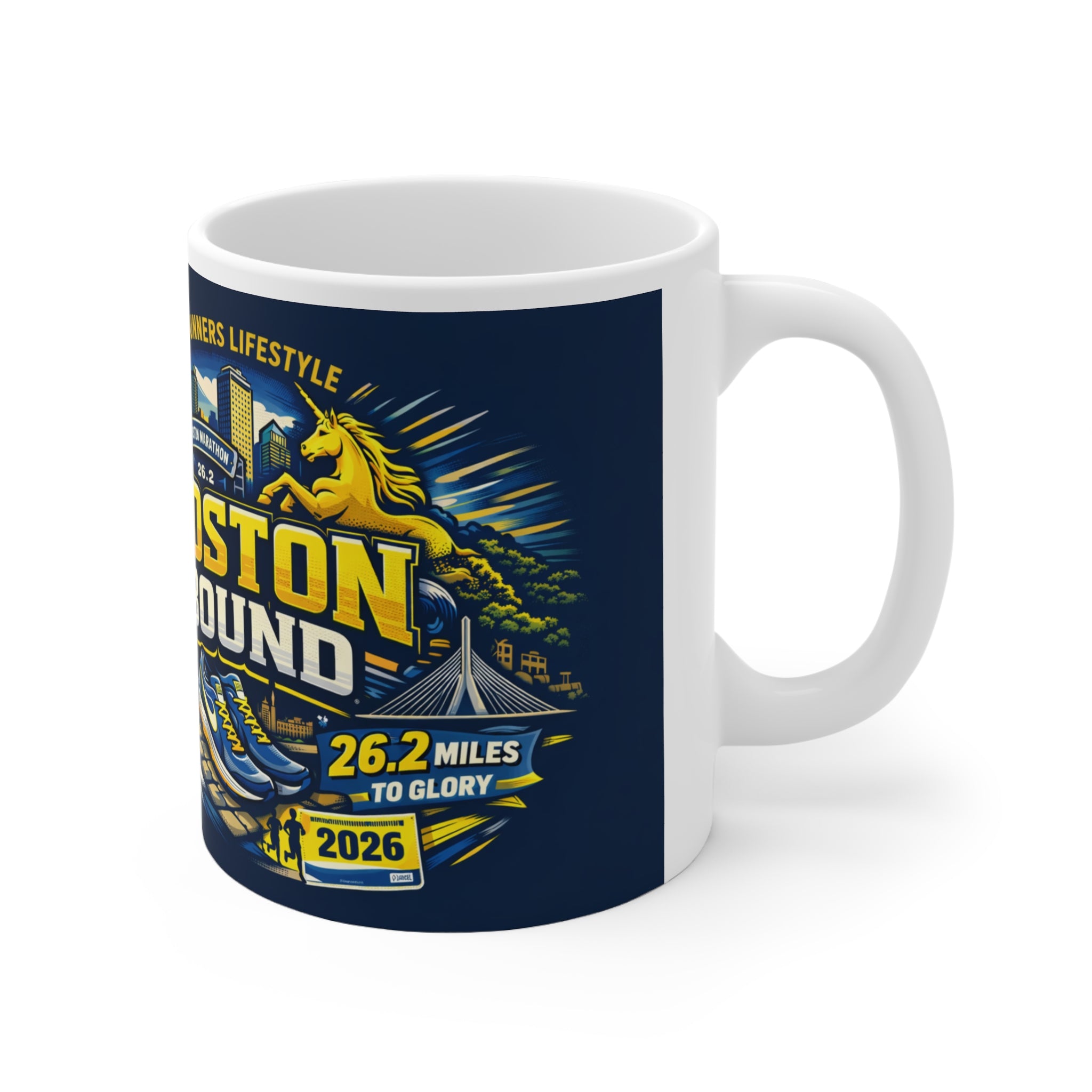 Boston Bound Running Mug — Boston Marathon Runner Coffee Cup
