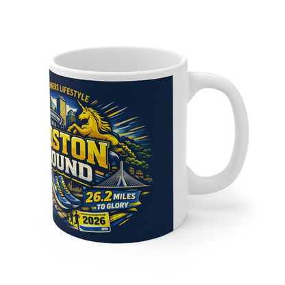 Boston Bound Running Mug — Boston Marathon Runner Coffee Cup