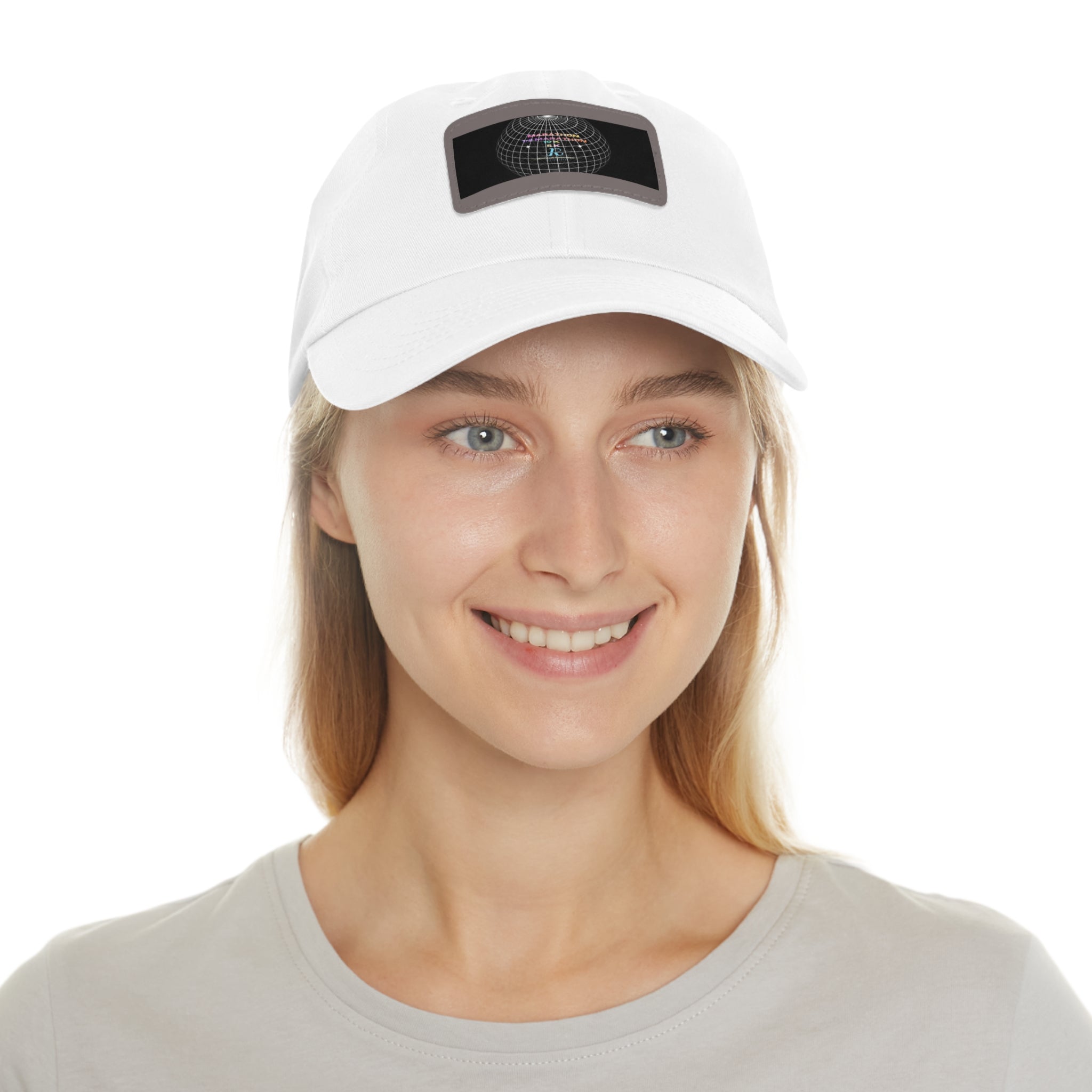 Retro Disco Globe Leather Patch Dad Hat — Vintage Dancefloor Design