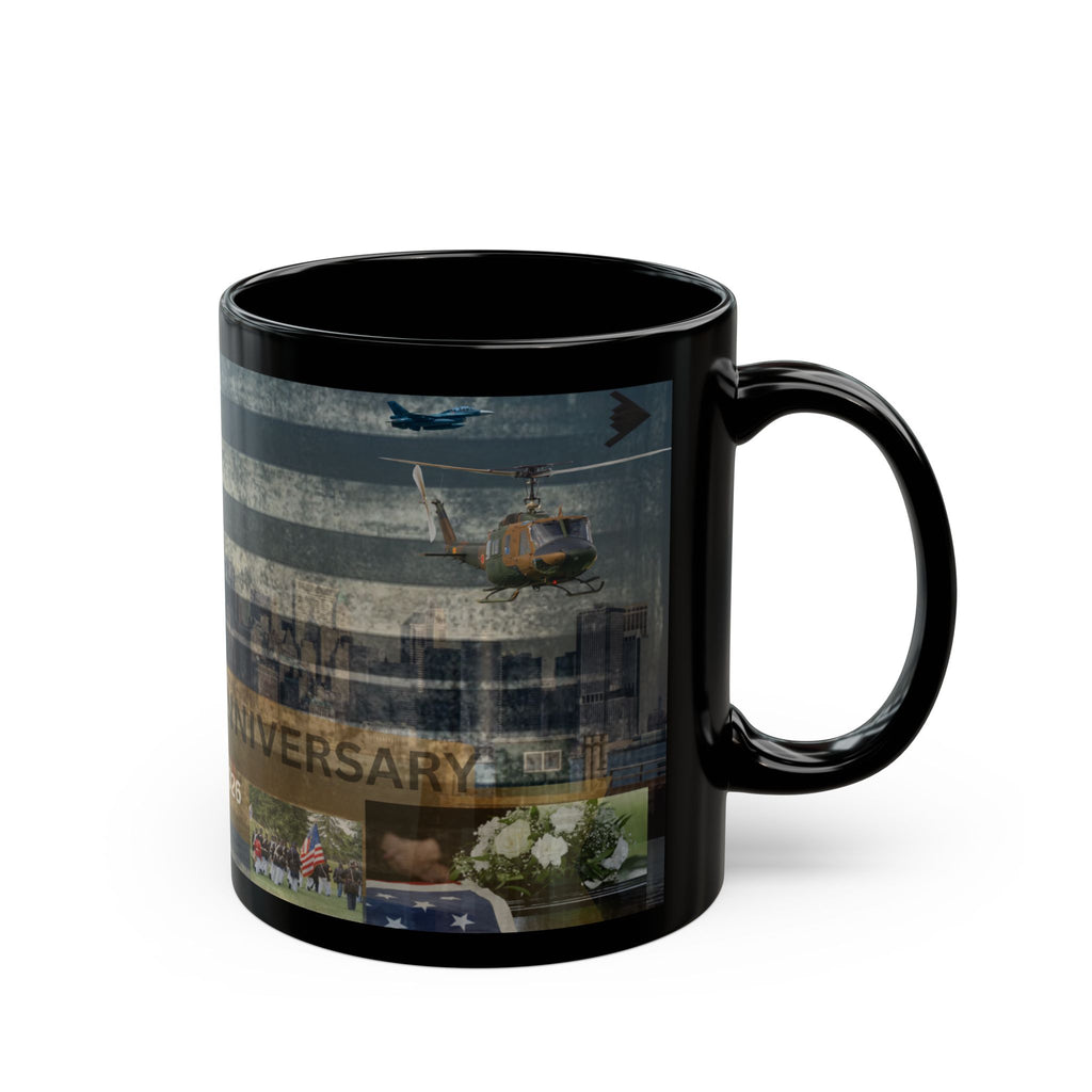 America 250 Anniversary Black Mug — 1776–2026 Commemorative USA Skyline Design (11oz/15oz)
