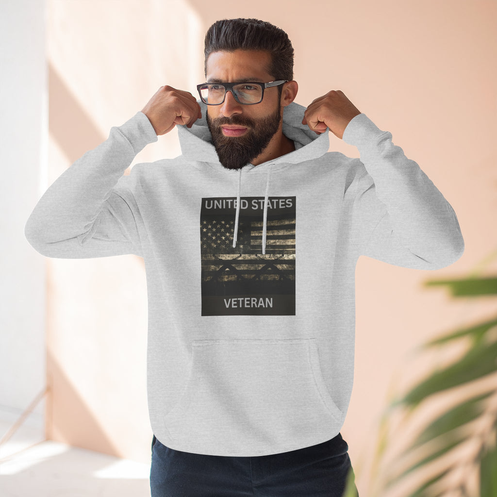 Veteran American Flag Hoodie — Three-Panel Cityscape Fleece