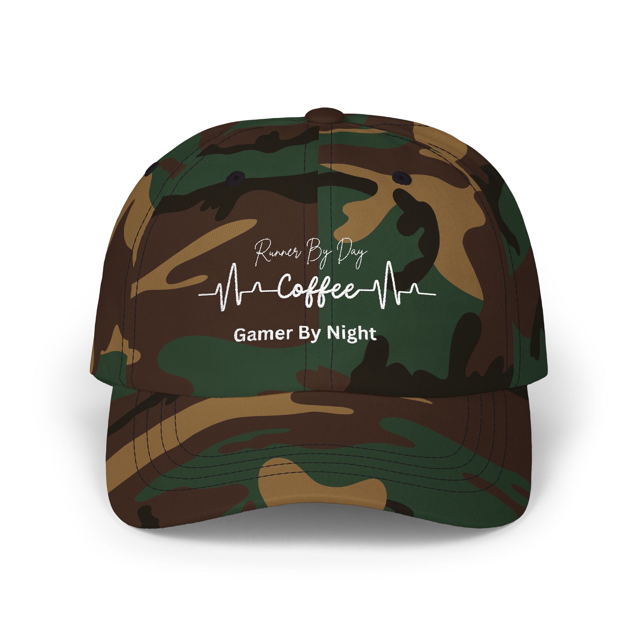 Camo "Fueled by Coffee, Gamer By Night" Dad Cap