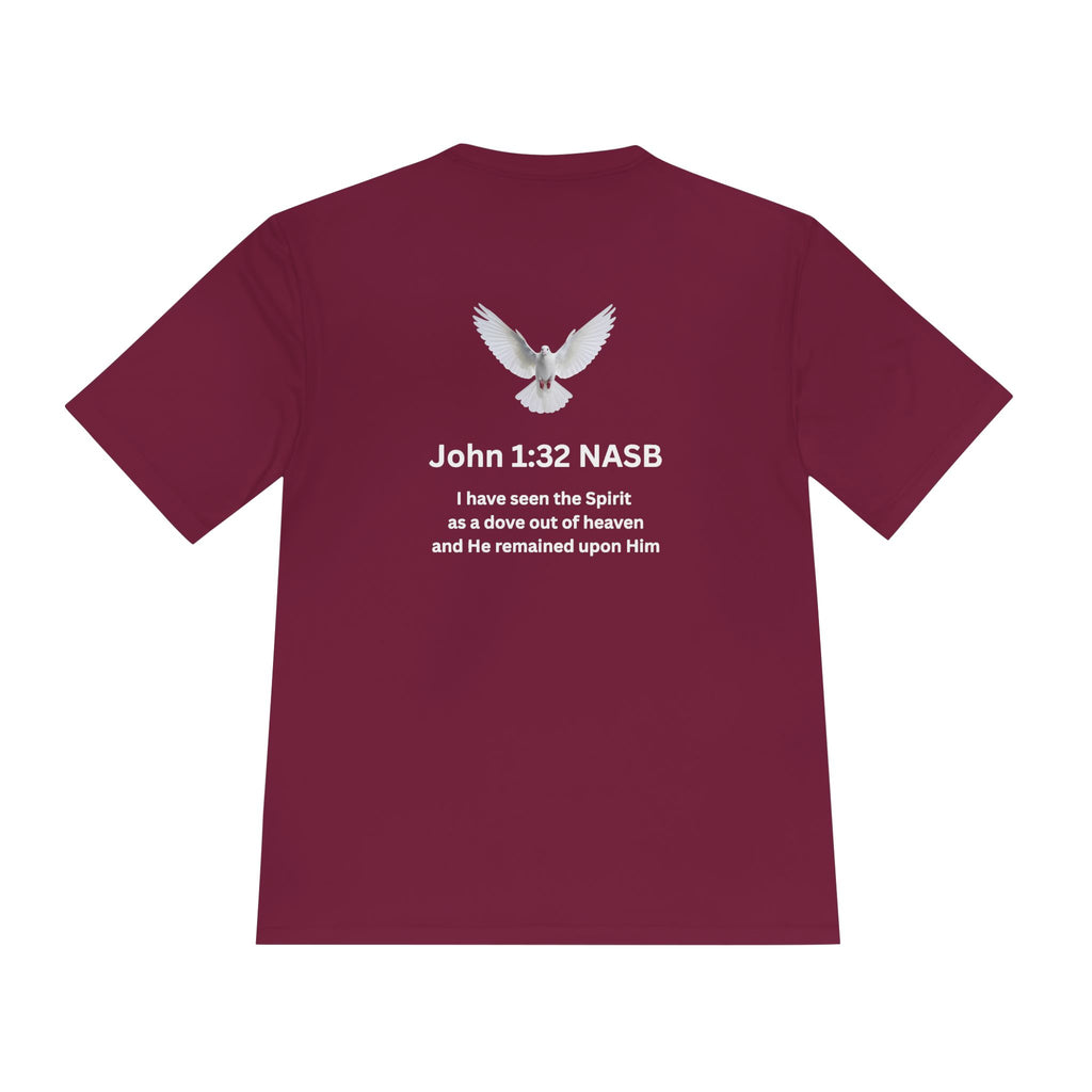 Christian 'When Tempted Run' Moisture-Wicking Tee — John 1:32 Dove Design