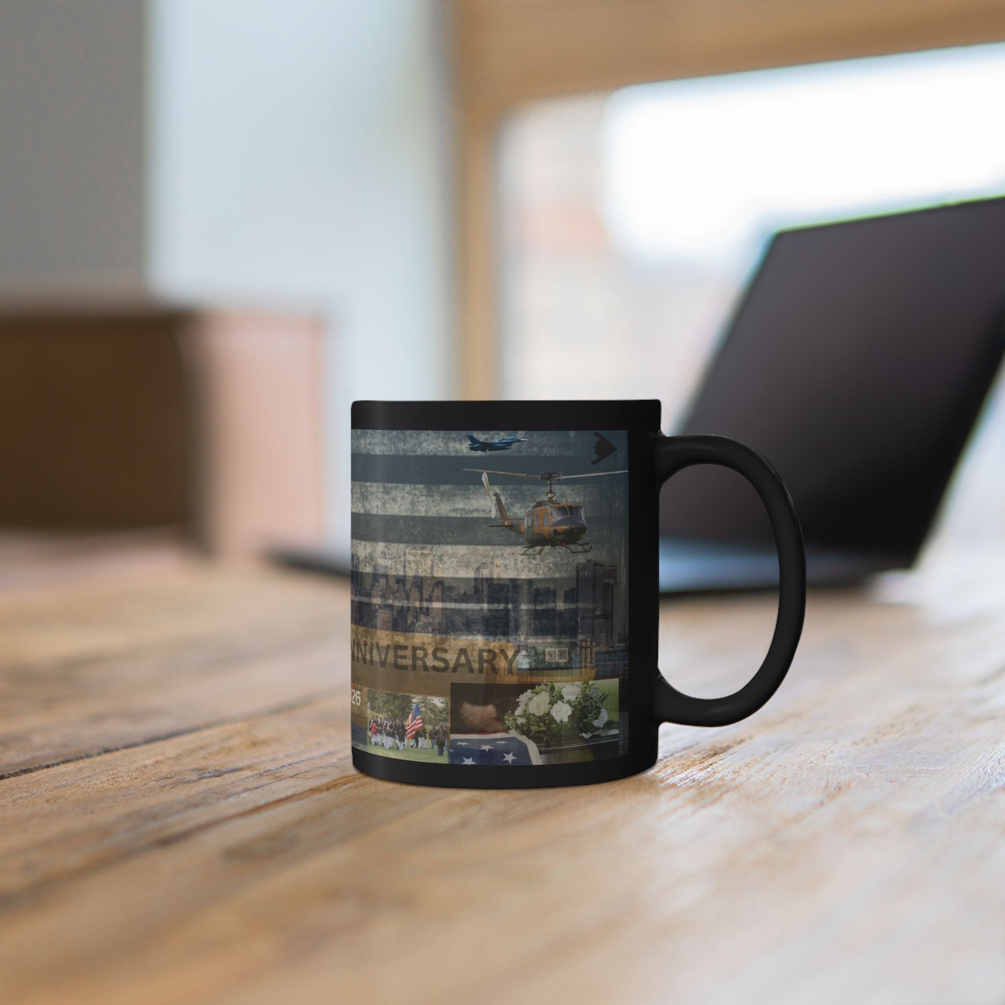 America 250 Anniversary Black Mug — 1776–2026 Commemorative USA Skyline Design (11oz/15oz)